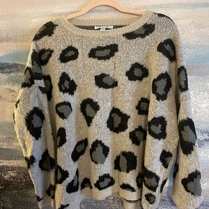 Soft, oversized leopard print sweater